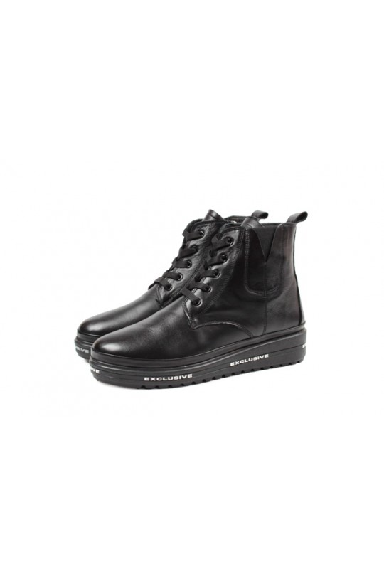 Зимові черевики 1402-40 black кожа (полн мех)  з-бот 