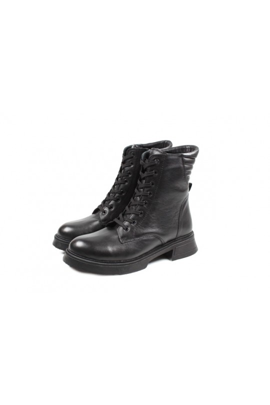Зимові черевики 2001-M1887 black кожа (полн мех)  з-бот