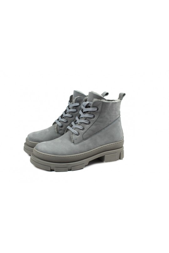 Зимние ботинки 21KB-1597-K1202 grey замш (полн мех)  з-бот