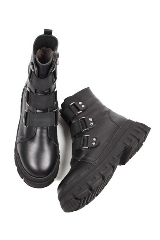 Зимние ботинки 511-40 black кожа (полн мех)  з-бот