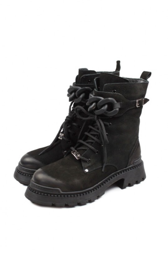 Зимние ботинки 7000-59 black нубук (полн мех)  з-бот