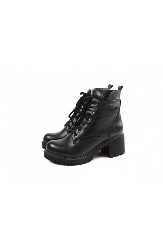 Зимние ботинки 7118-04 black кожа (полн мех)  з-бот