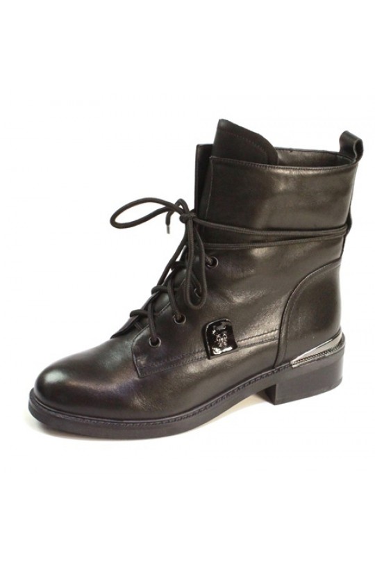 Зимние ботинки 8E1301-01-014G black кожа (полн мех)  з-бот