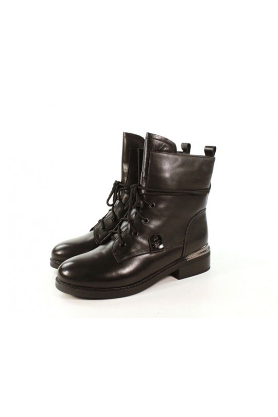 Зимние ботинки 8E1301-01-014G black кожа (полн мех)  з-бот