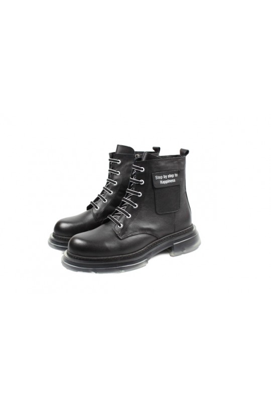 Зимние ботинки 9646-50 black кожа (полн мех)  з-бот