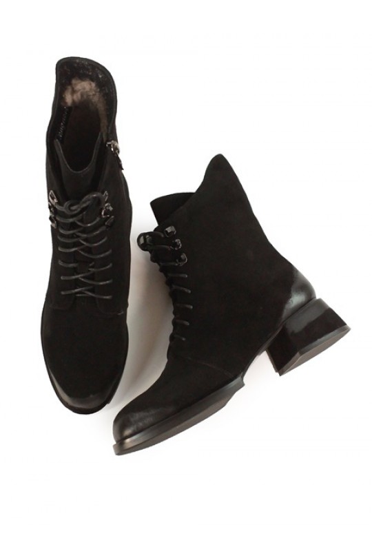 Зимний ботинок A21-68M-Y36 black замш (полн мех)  з-бот