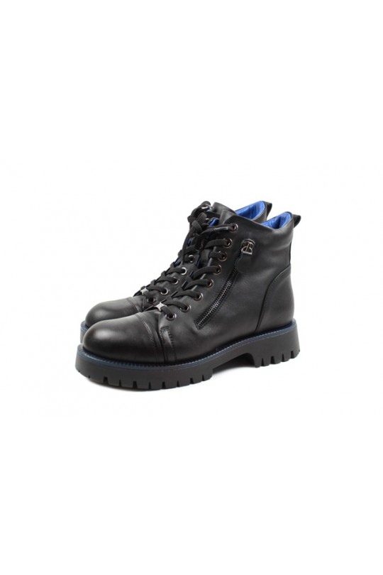 Зимові черевики D21KB-5000-KRK black шкіра (полн мех)  з-бот