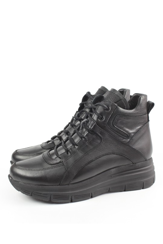 Високі кросівки D23KB-5190-SY black шкіра   бот (Ж)