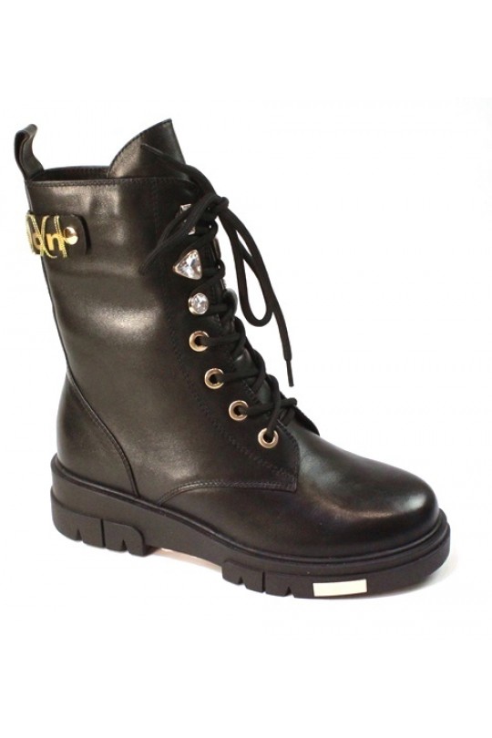 Зимний ботинок N3451Q11-986W black кожа (полн мех)  з-бот 