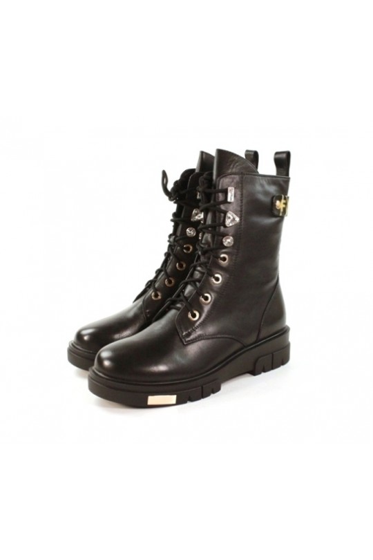 Зимний ботинок N3451Q11-986W black кожа (полн мех)  з-бот 
