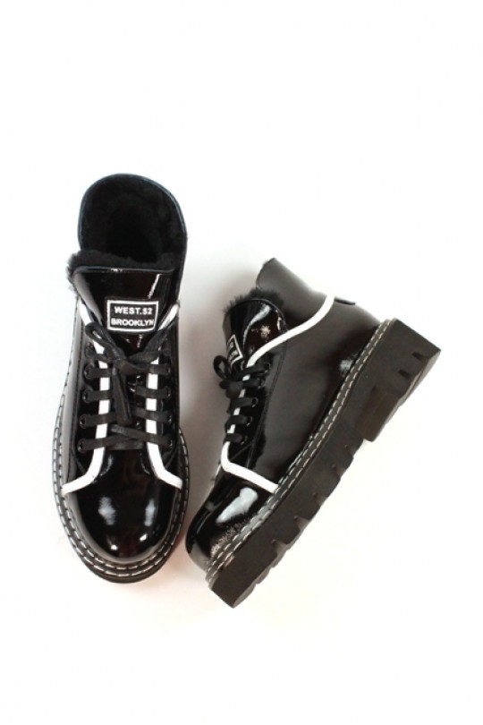 Зимний ботинок 106-3151M-N166-1115 black лак (полн мех)  з-бот 