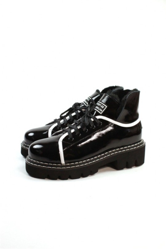Зимний ботинок 106-3151M-N166-1115 black лак (полн мех)  з-бот 