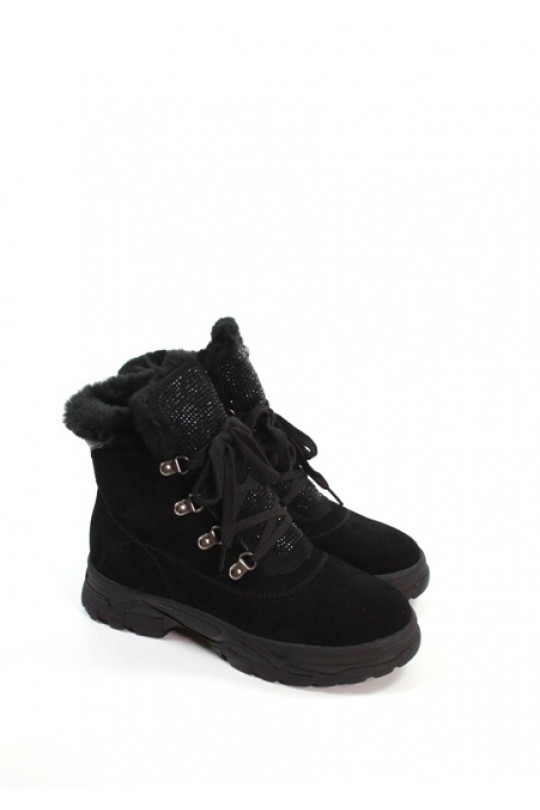 Зимний ботинок 18015 black замш   з-бот 