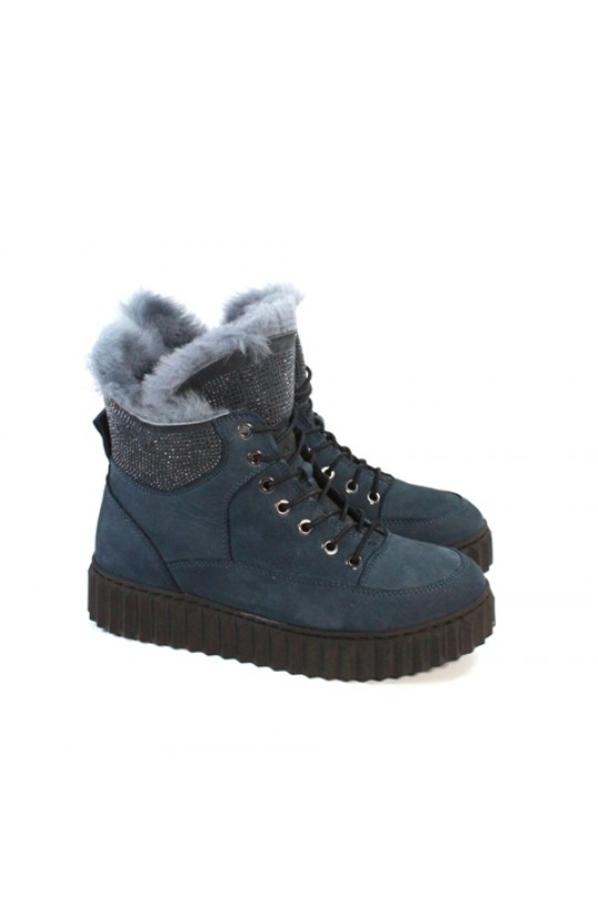 Зимний ботинок 2001-92503 blue нубук (полн мех)  з-бот