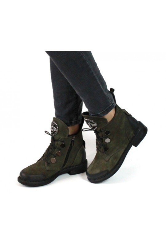 Зимний ботинок 450-88-60 khaki нубук (полн мех)  з-бот 