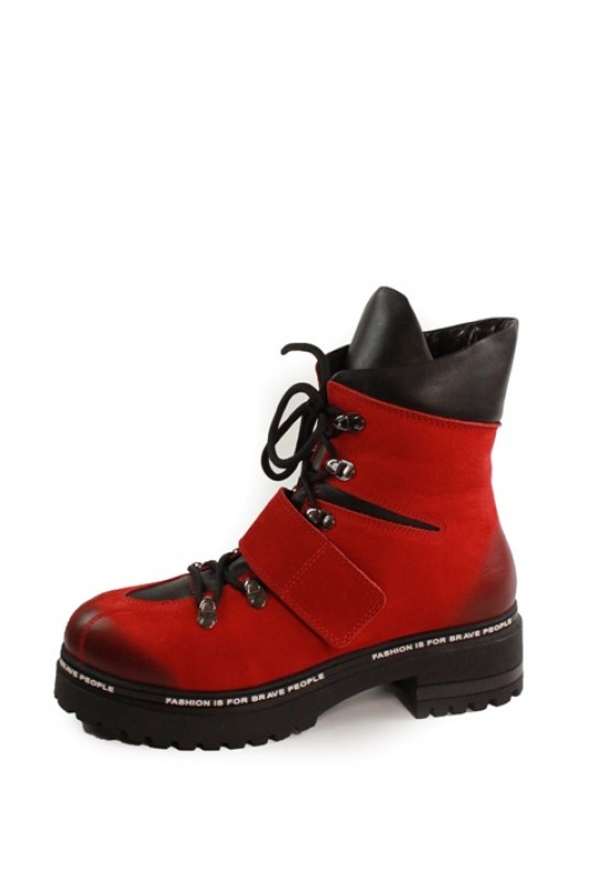 Зимові черевики 5151-R1109 red-black нубук (полн мех)  з-бот 