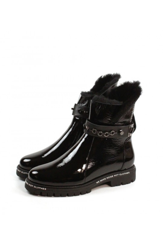 Зимний ботинок 7890-7-3301Q black лак (полн мех)  з-бот