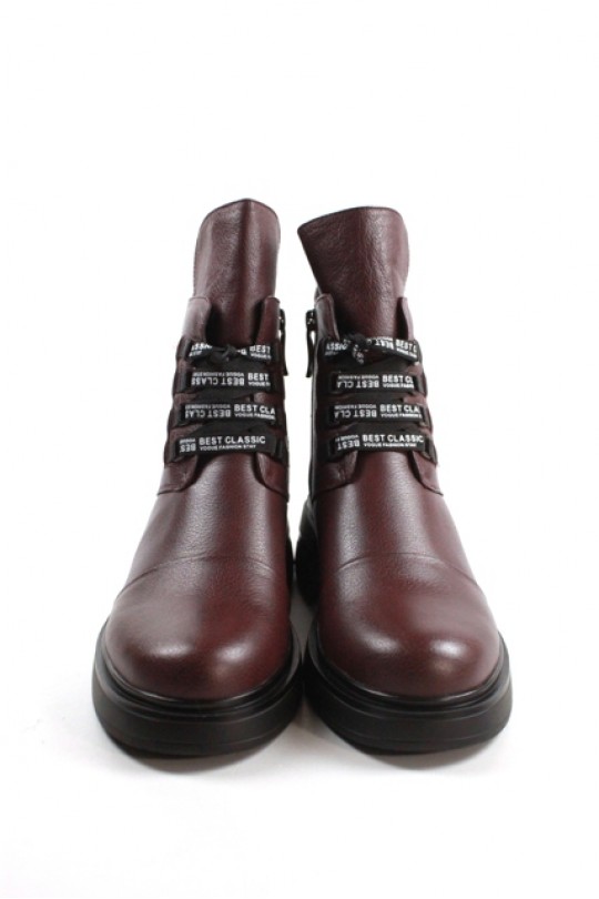 Зимний ботинок FL24-902-312AM bordo кожа (полн мех)  з-бот 