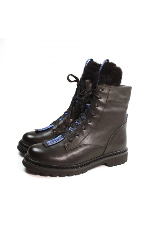 Зимний ботинок X589-6-A197M-1 black кожа (полн мех)  з-бот 