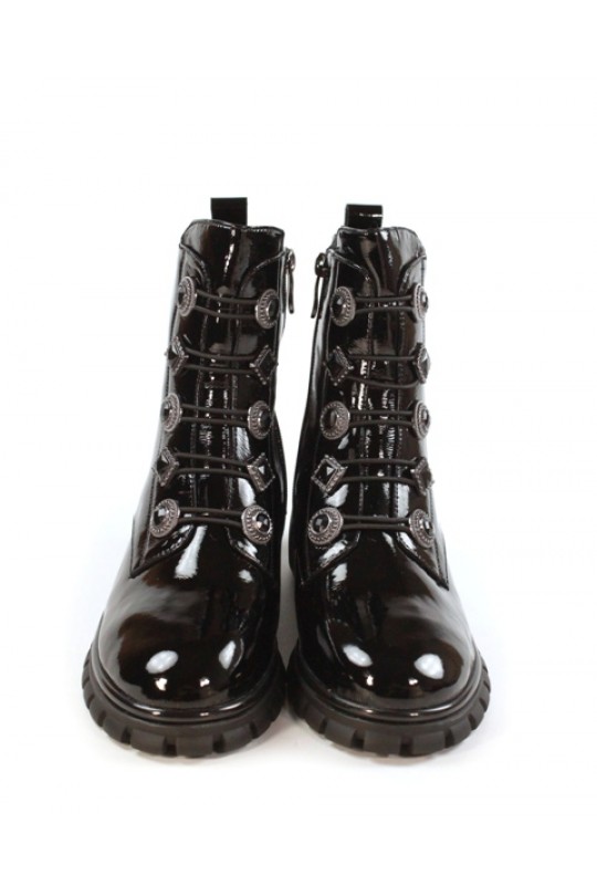 Зимний ботинок ZJ-9107-3M black лак (полн мех)  з-бот 