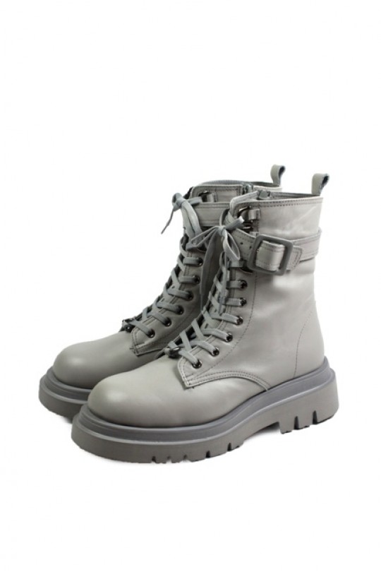 Зимові черевики 1111-07-1064 grey шкіра (полн мех)  з-бот