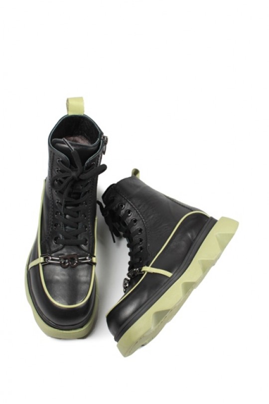 Зимние ботинки 321-11-90 black кожа (полн мех)  з-бот