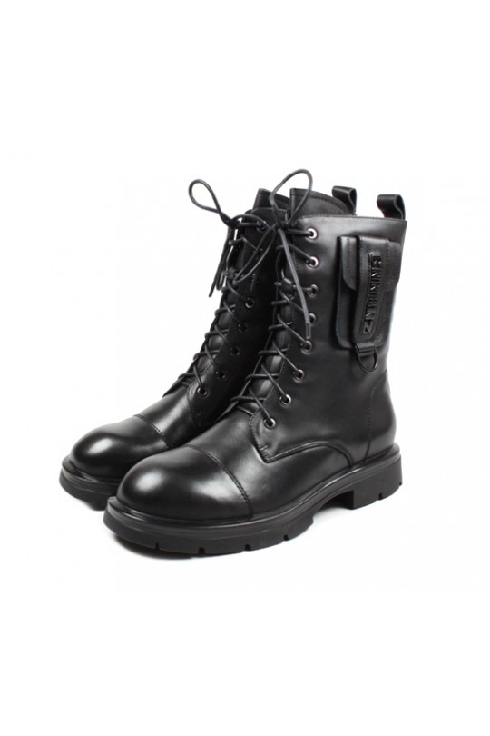 Зимние ботинки A37-340-383-M black кожа (полн мех)  з-бот