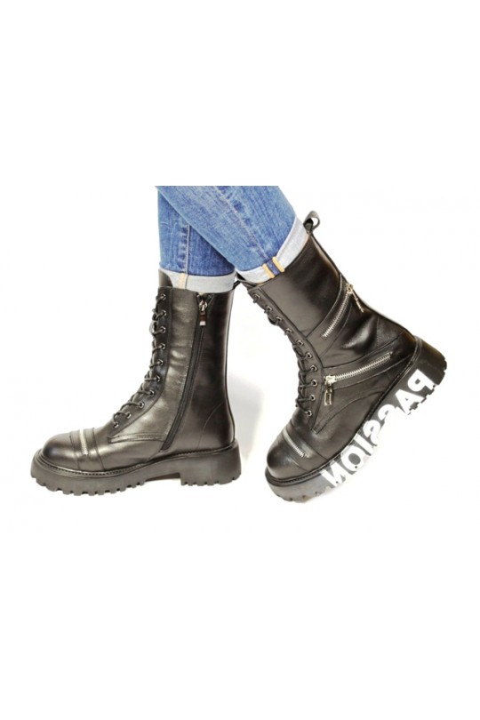 Зимние ботинки BF-511-2-M black кожа (полн мех) 