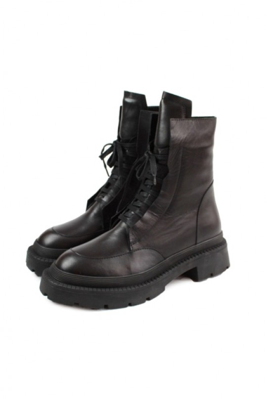 Зимние ботинки F3250-21 black кожа (полн мех)  з-бот