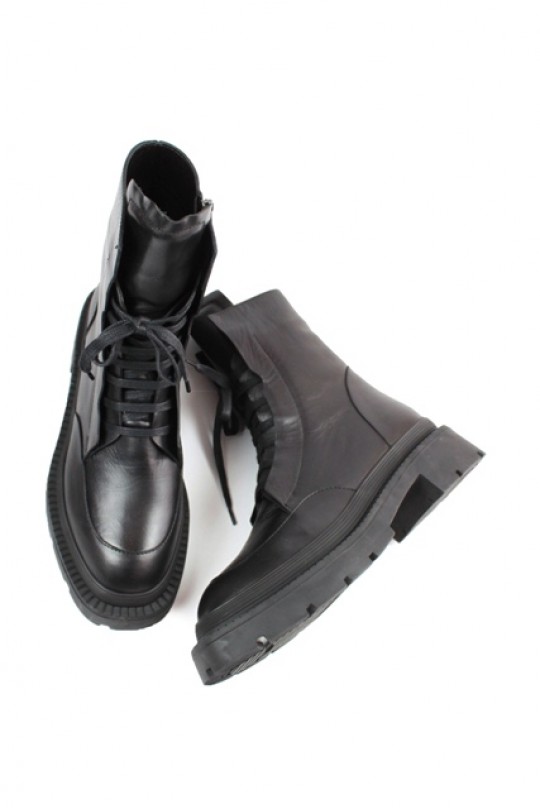 Зимние ботинки F3250-21 black кожа (полн мех)  з-бот