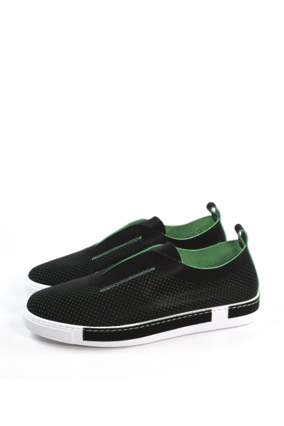 Сліпони 13211-209 black+green шкіра