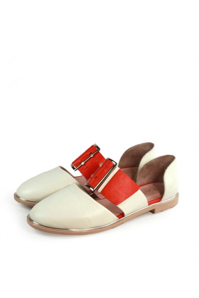 Балетки A5025-357 beige-red 